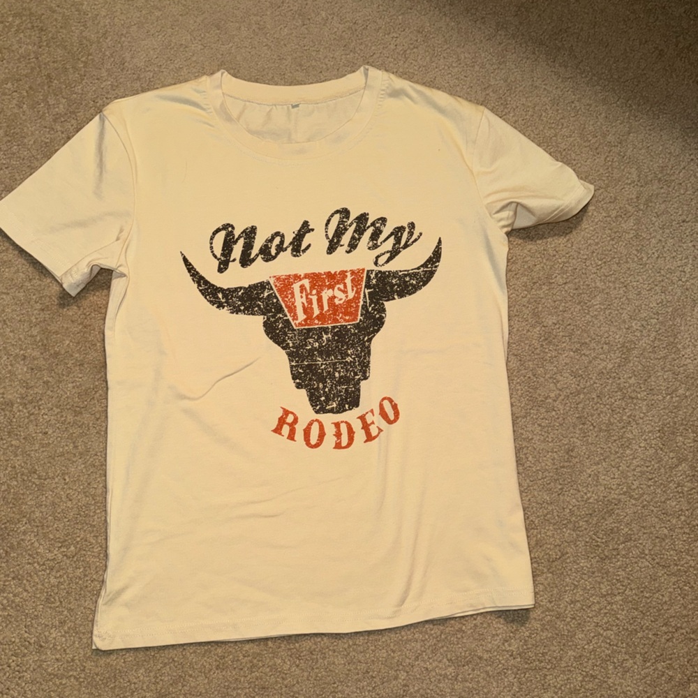 NWOT Rodeo Graphic Tee - Cream with Black & Rust Print